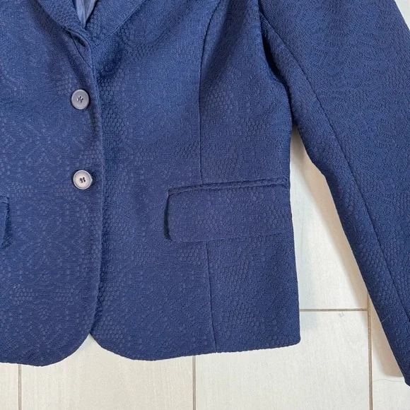 New York & Company Navy Lace Overlay Blazer Jacket Size 14 - Picture 4 of 5